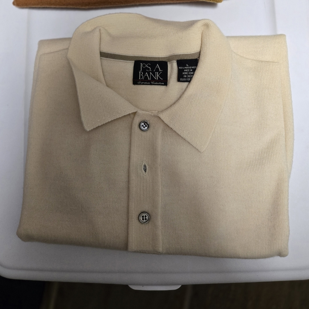 Jos. A. Bank Cream V-Neck Sweater